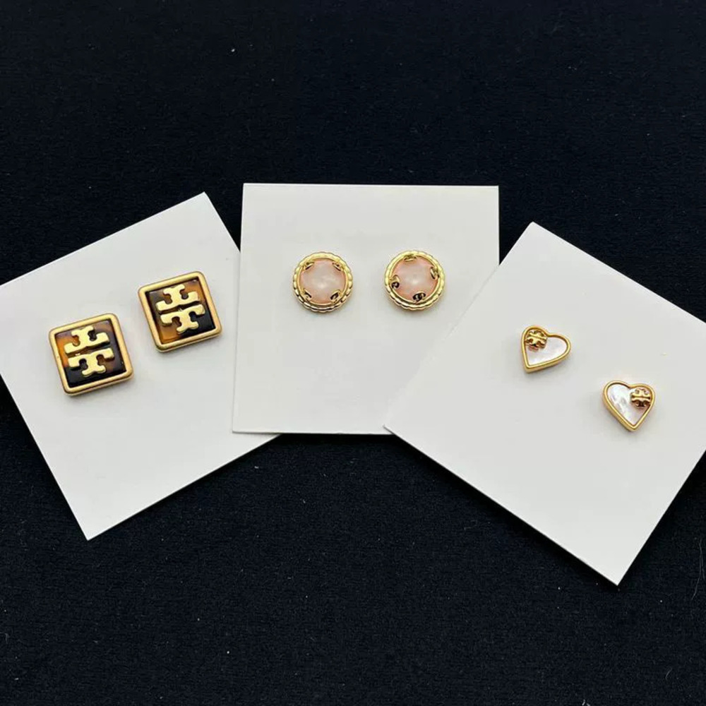 Tory Burch Double Gold Plated Copper Geometric Earrings